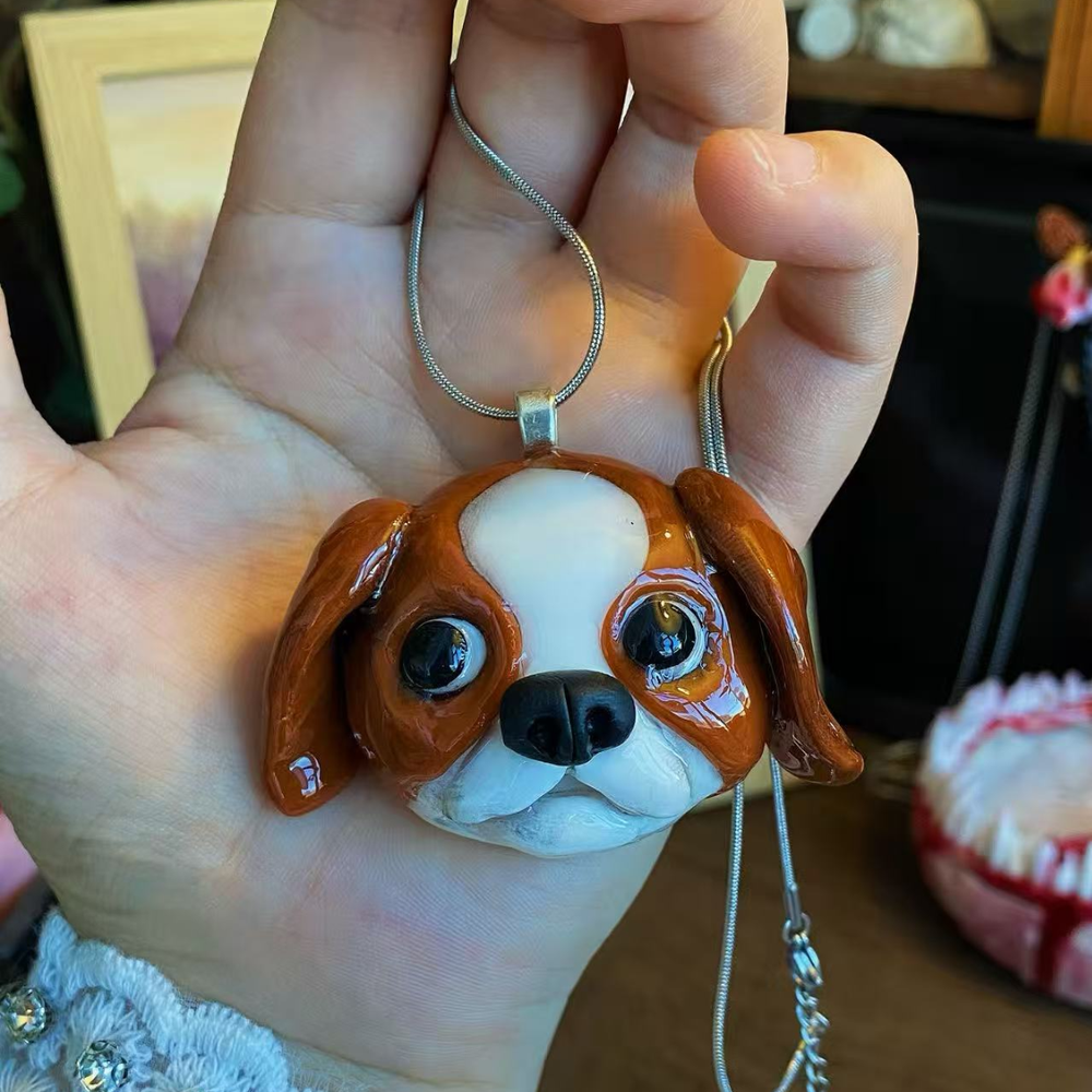 Sweet Puppy Necklace - Handmade Polymer Clay DOG Pendant