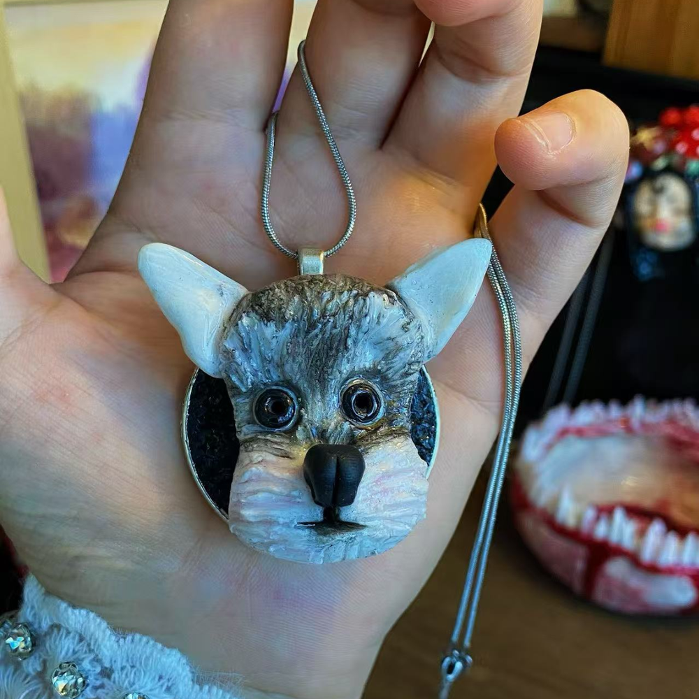 Odd Mini Schnauzer - Handmade Polymer Clay DOG Pendant