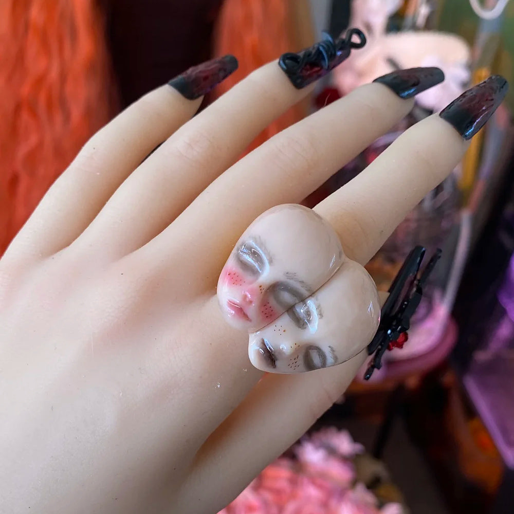 Surreal Twin Face Art Ring