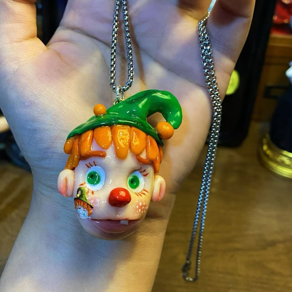 Green Hat Clown Necklace