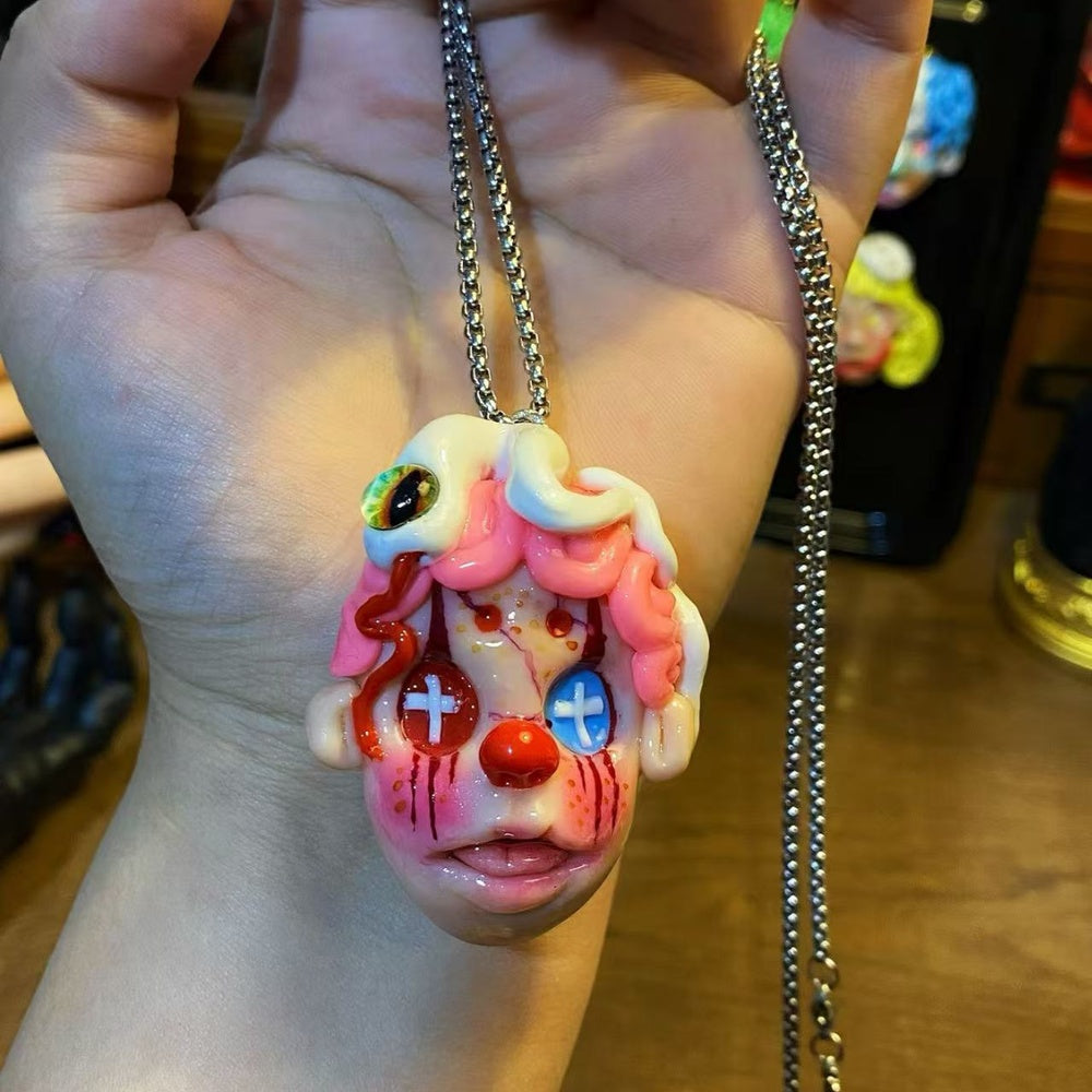 Gothic Clown Doll Necklace