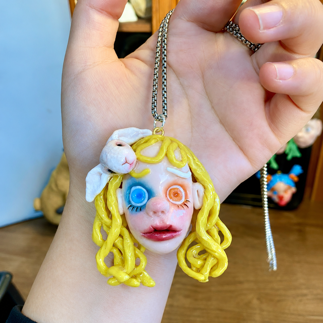 Yellow Bunny Girl Charm Necklace
