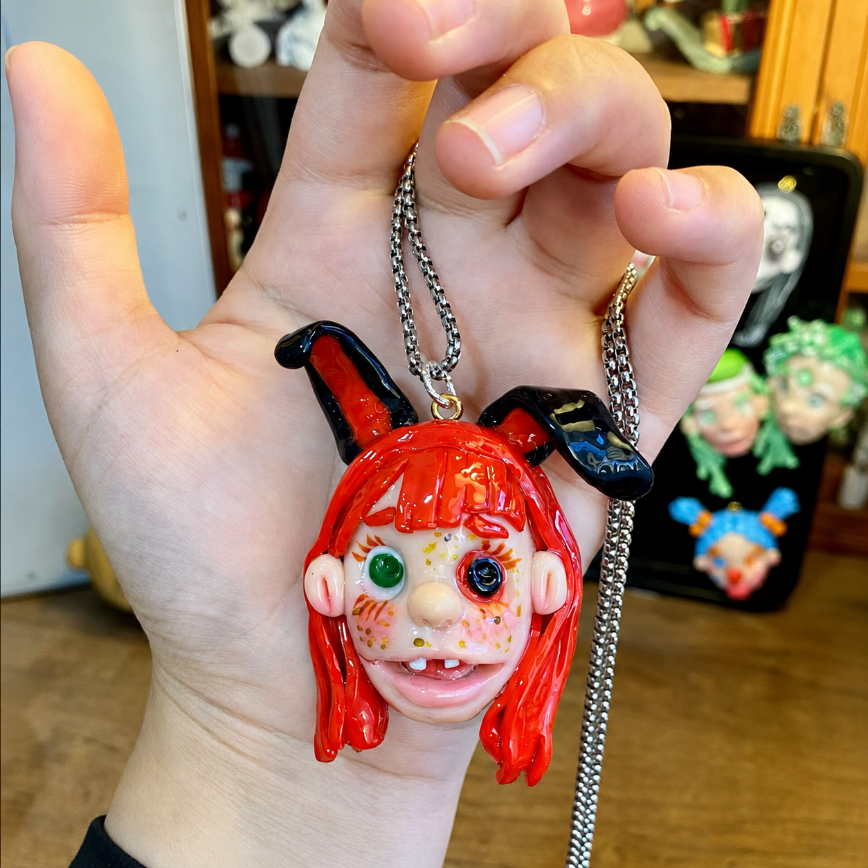 Red Bunny Ear Girl Necklace