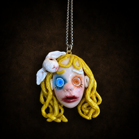 Yellow Bunny Girl Charm Necklace