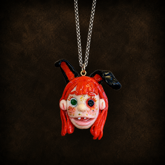 Red Bunny Ear Girl Necklace