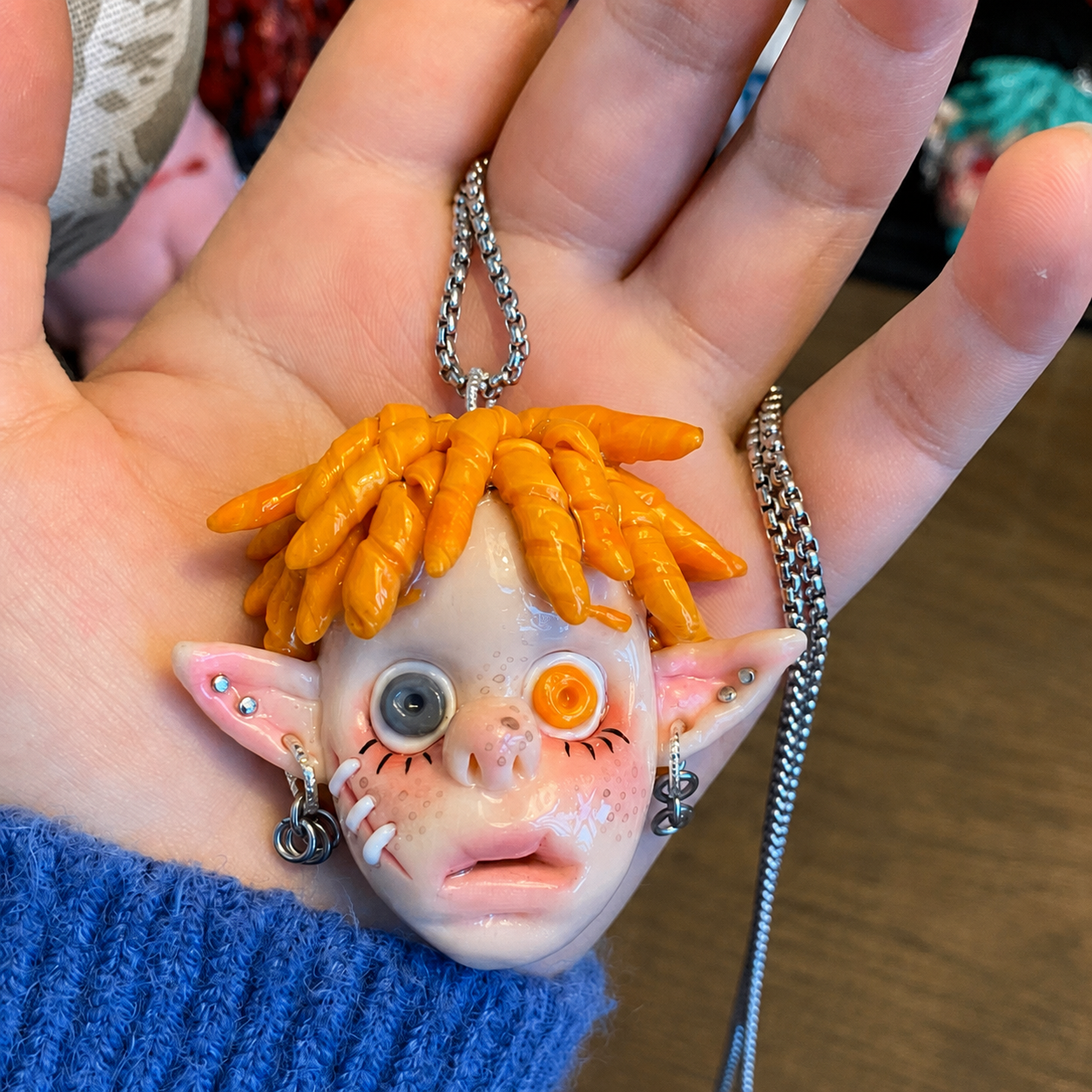 Orange Hair Elf Face Charm