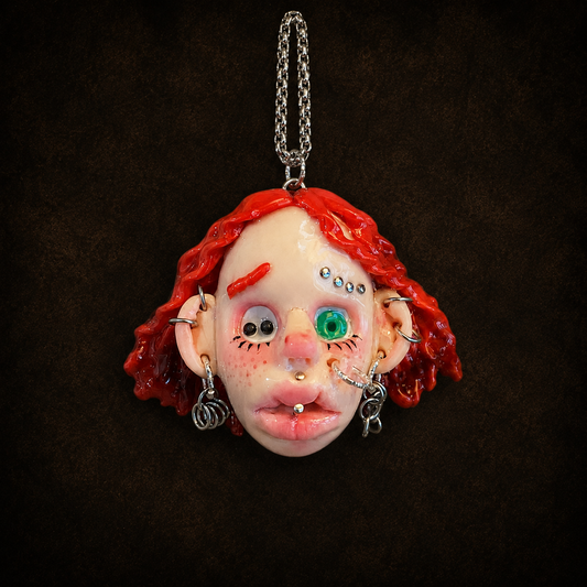 Red Hair Pierced Face Charm
