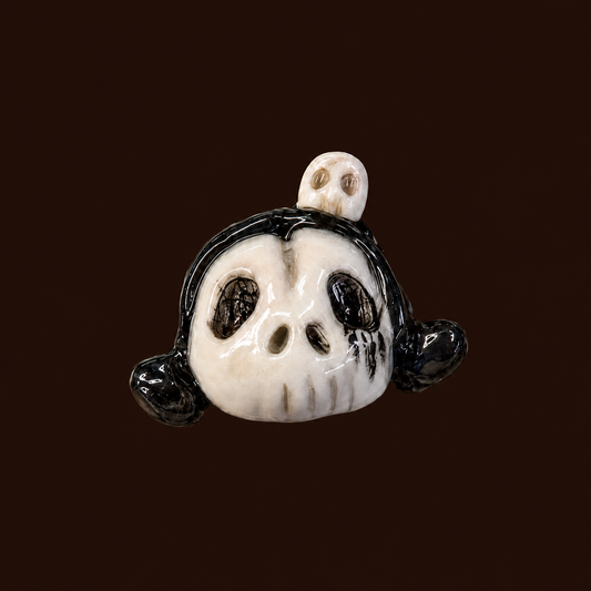 Handmade Creepy Panda Skull Face Statement Ring