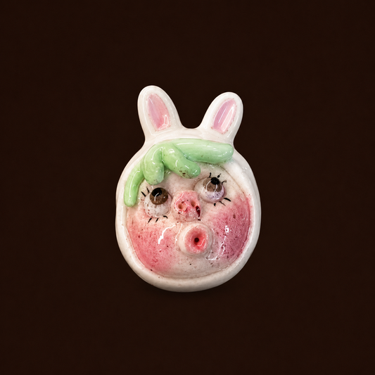 Handmade Bunny Hood Pig Face Statement Ring