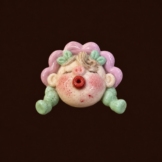 Handmade Pink Bonnet Pig Doll Statement Ring