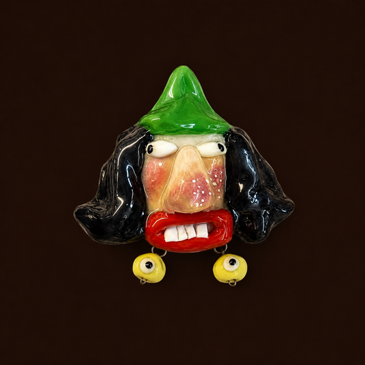 Handmade Green Cap Black Hair Monster Ring