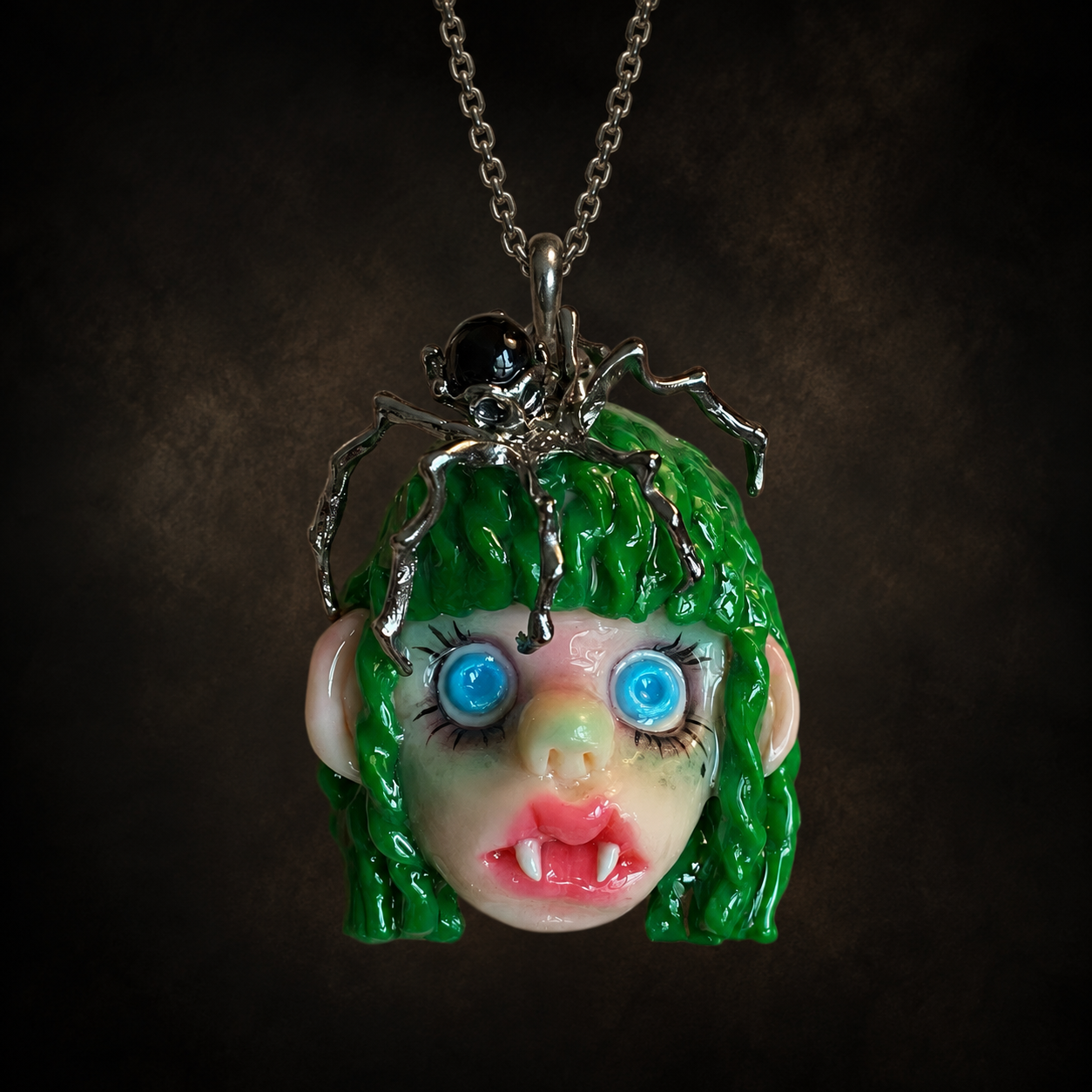 Green Spider Vampire Pendant
