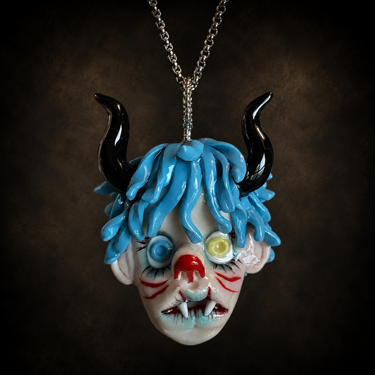 Blue Horn Demon Pendant