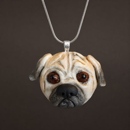 Milo the Odd Pug - Handmade Polymer Clay DOG Pendant