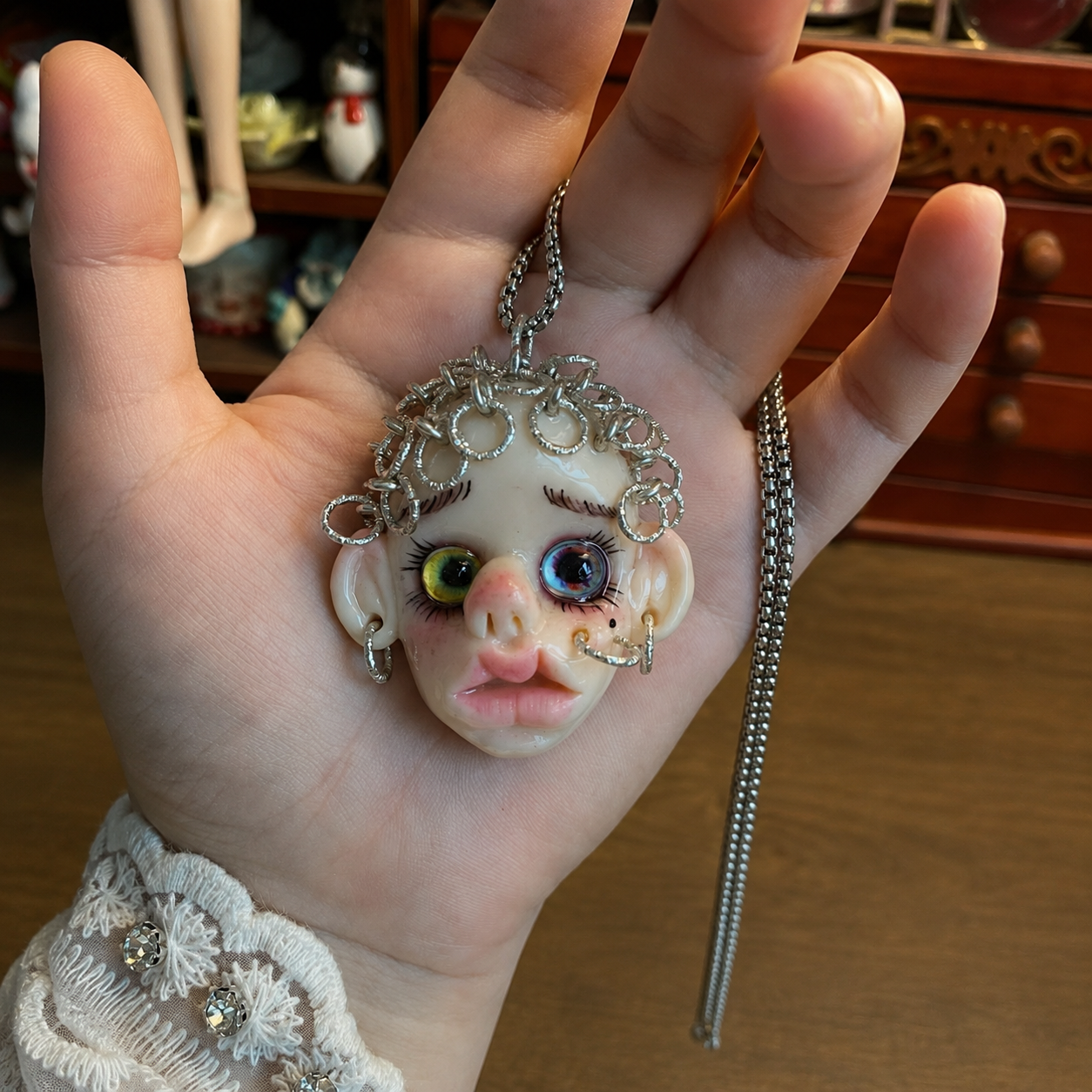 Dark Dolls Silver Ring Crown Charm