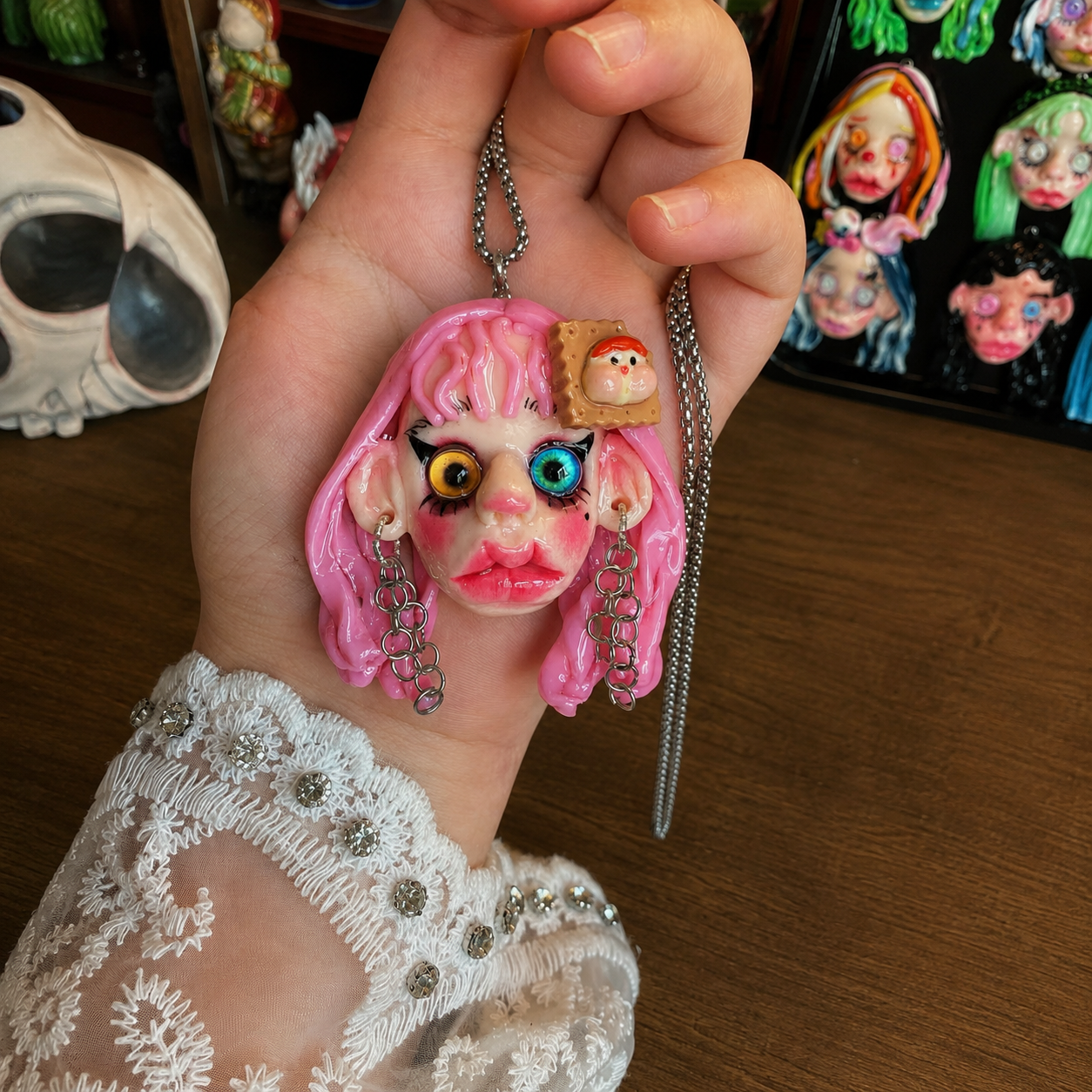 Pink Dark Doll Necklace