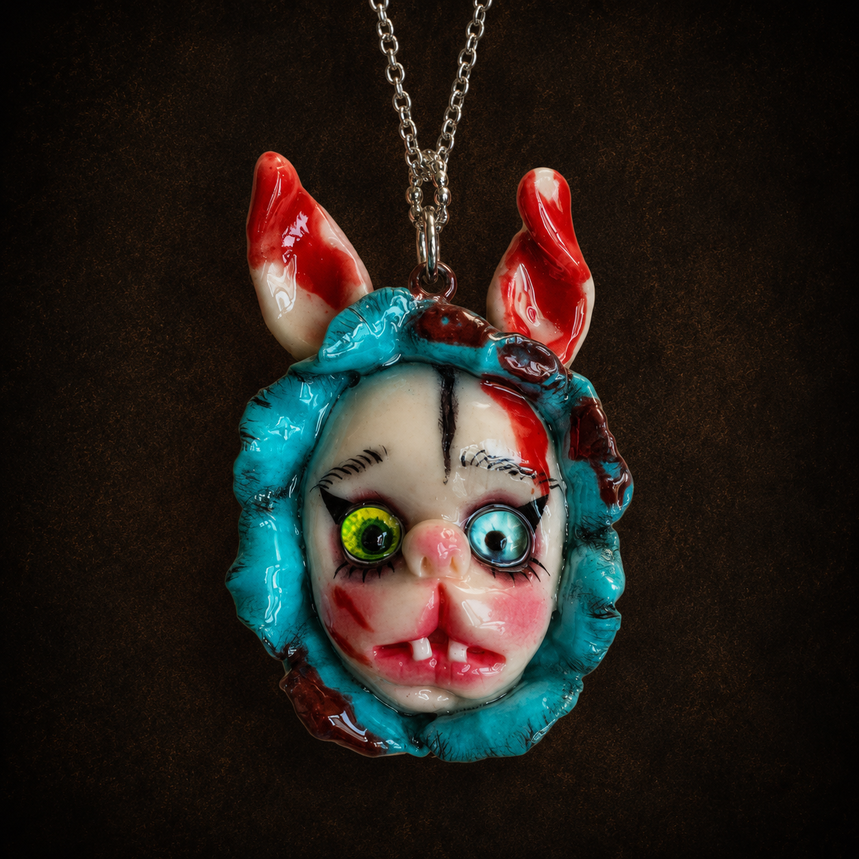 Blue Horn Dark Doll Necklace