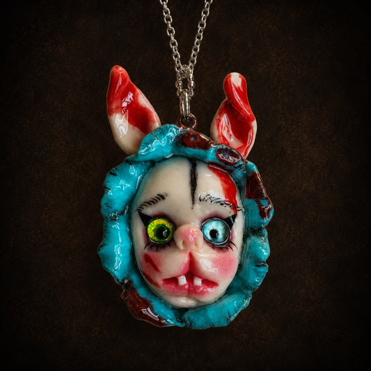 Blue Horn Dark Doll Necklace