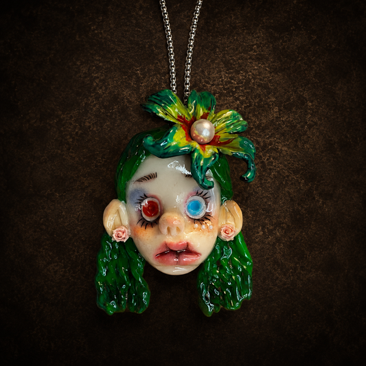 Flora Green Flower Necklace