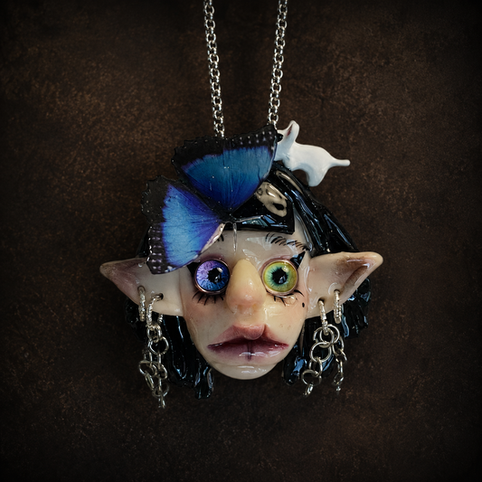 Luna Blue Butterfly Elf Necklace