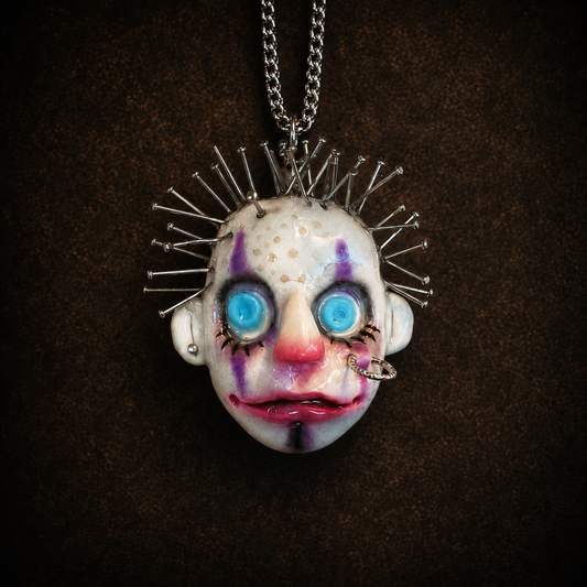 Spiked Clown Face Necklace