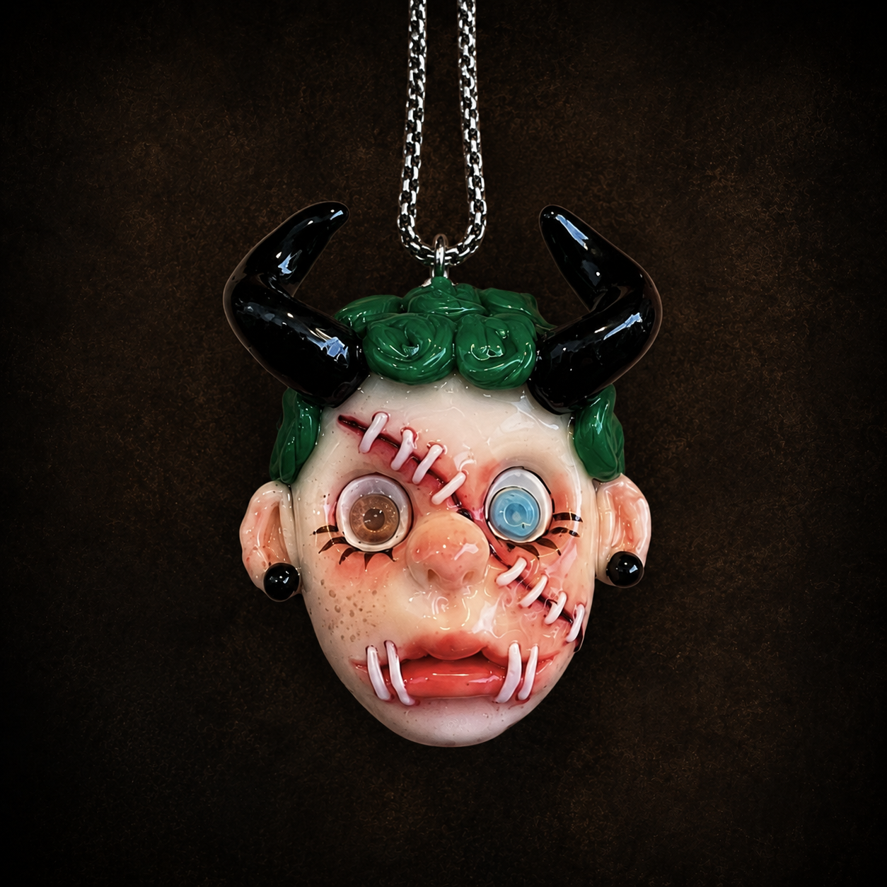 Horned Monster Face Necklace