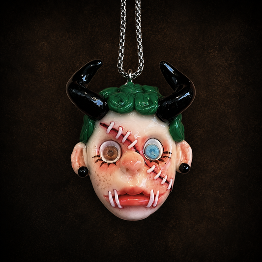 Horned Monster Face Necklace