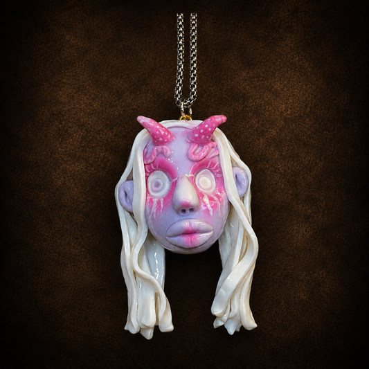 Pink Horn Doll Necklace