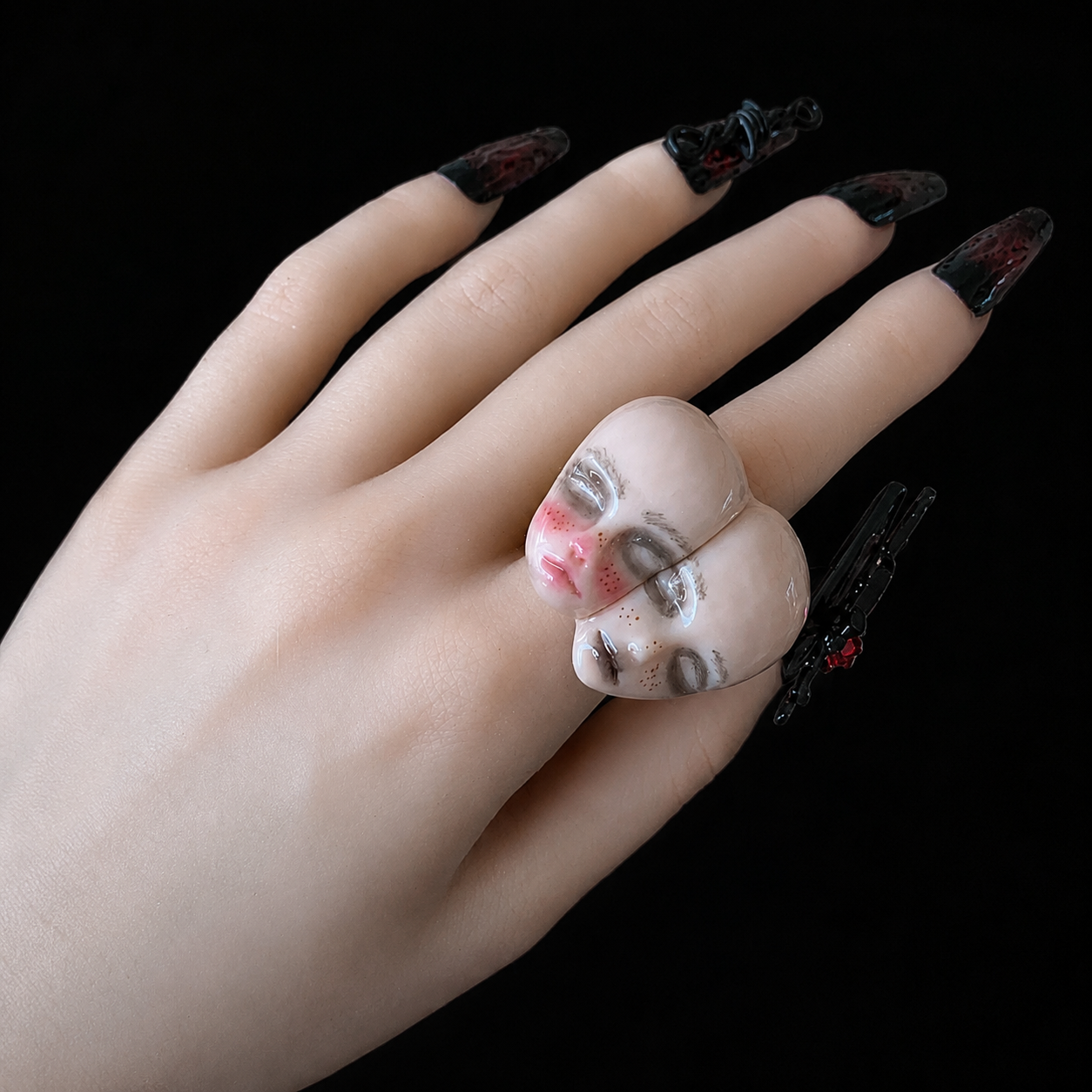 Surreal Twin Face Art Ring