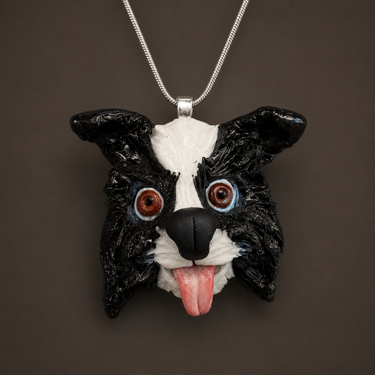 Bingo the Spooky Pup – Handmade Polymer Clay DOG Pendant