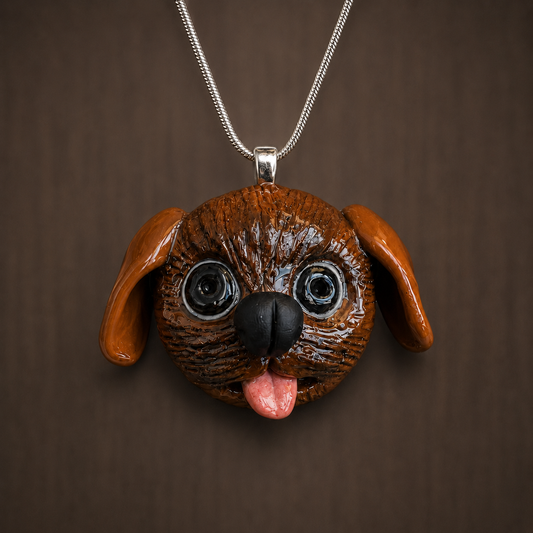 Playful Puppy - Handmade Polymer Clay DOG Pendant