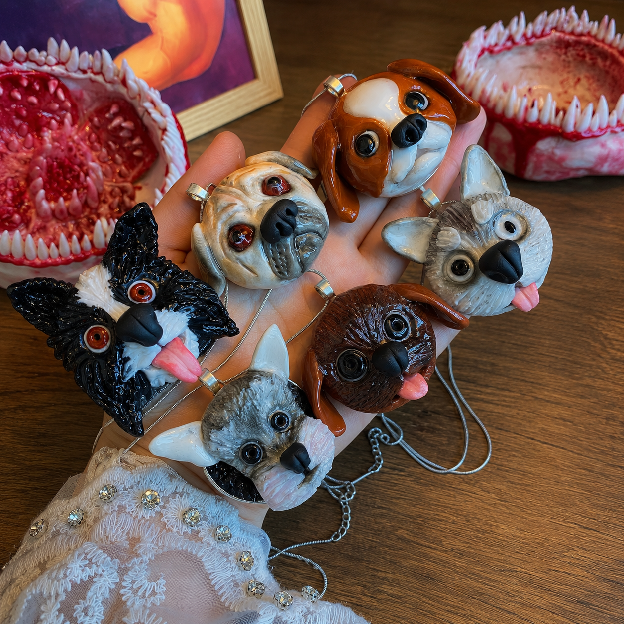 Milo the Odd Pug - Handmade Polymer Clay DOG Pendant