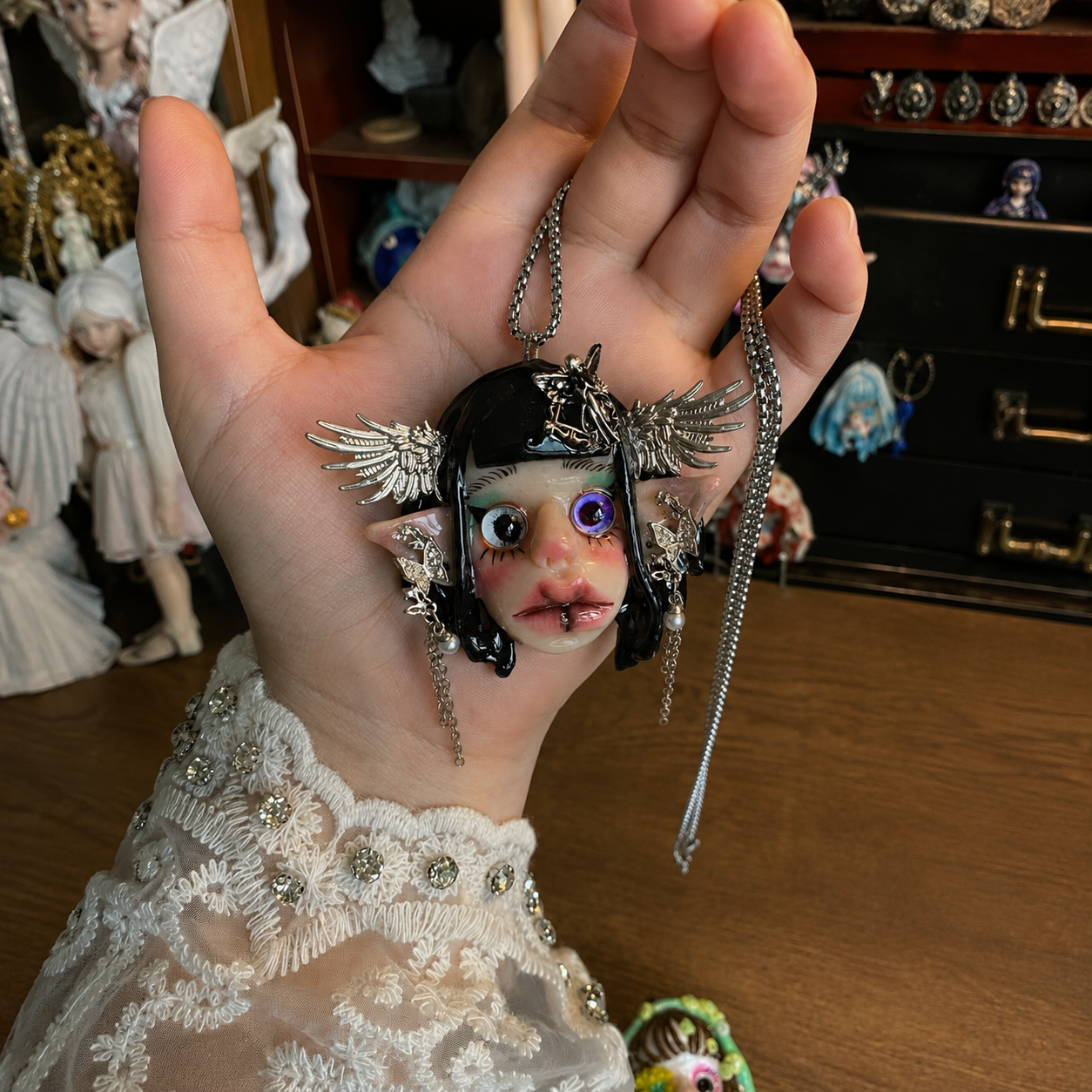 Raven the Winged Doll Necklace