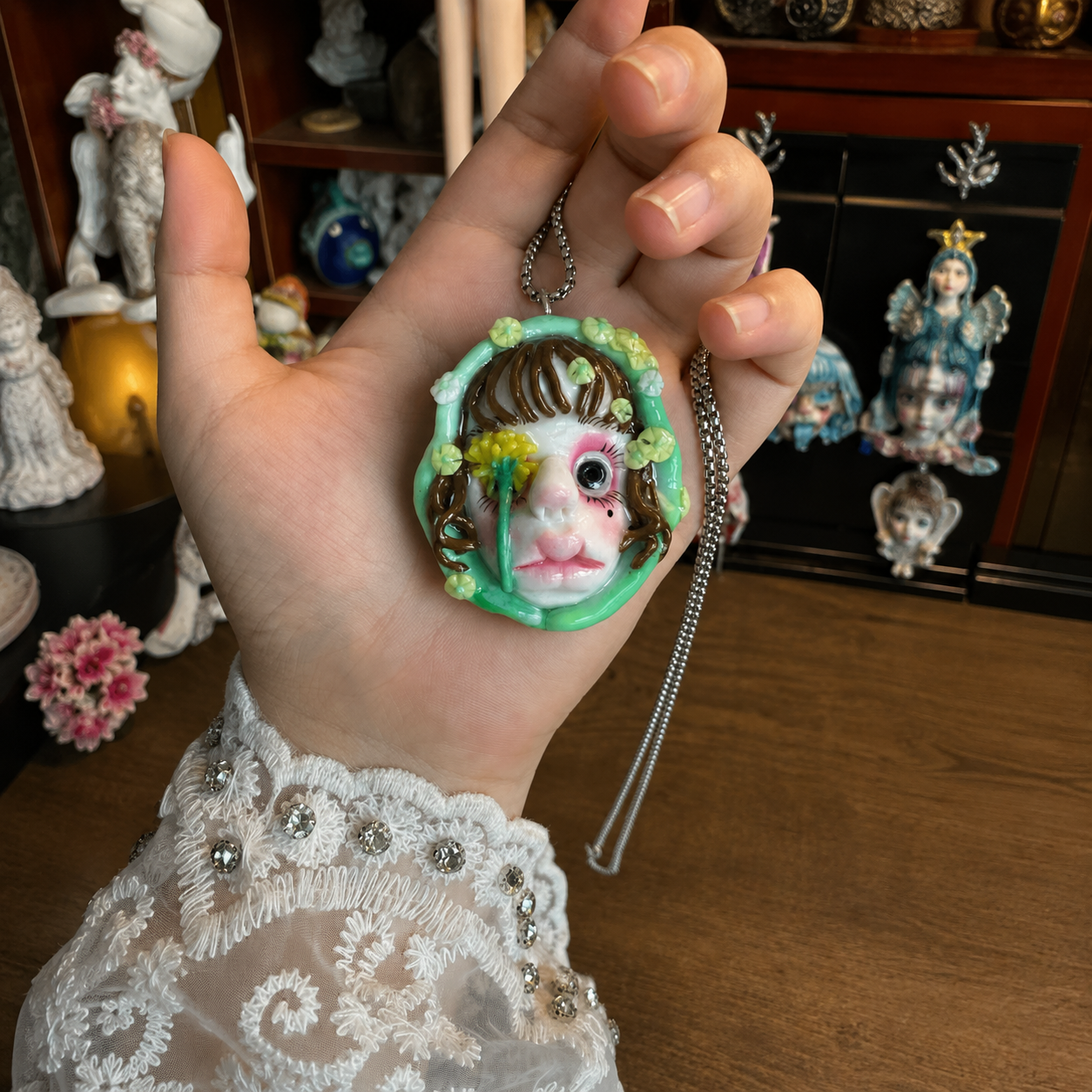 Flora the Flower-Eyed Doll Necklace