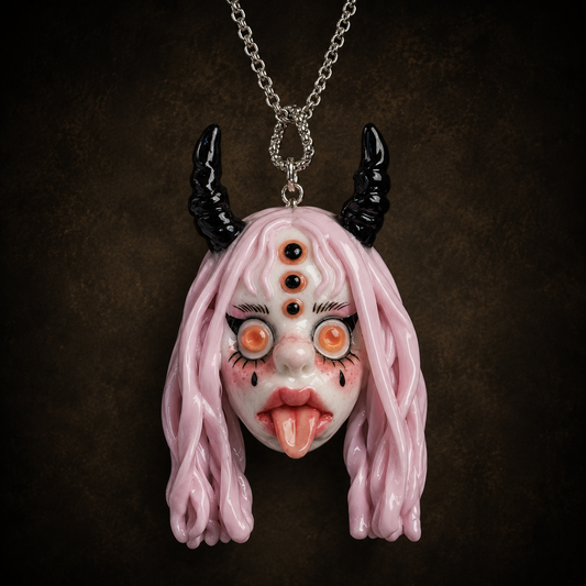 Lavender Horned Doll Face Charm