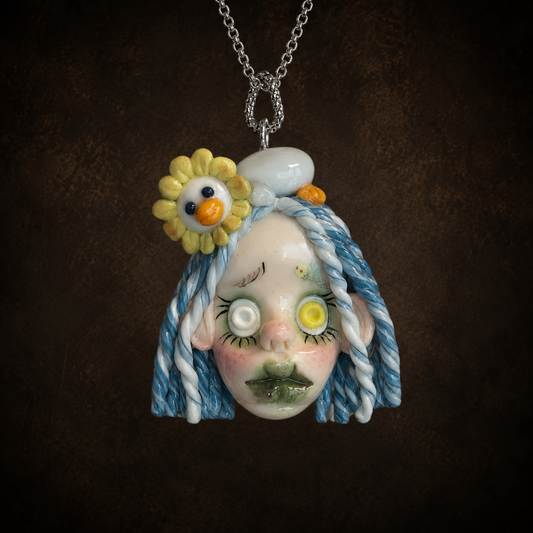 Blue Haired Flower Duck Doll Charm