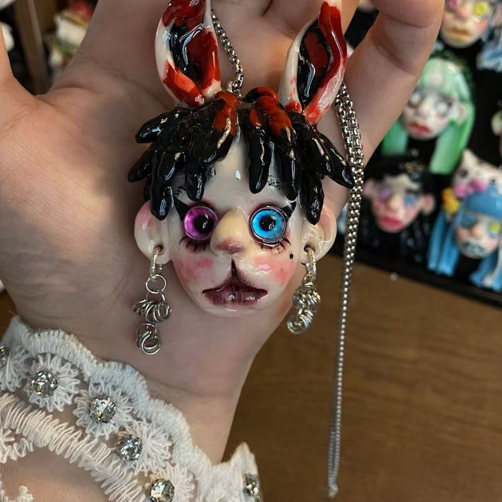 Harlequin Bunny Creepy Cute Charm