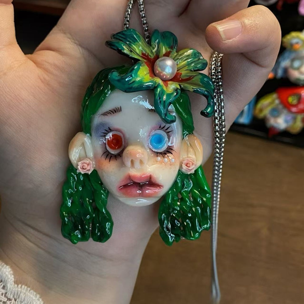Flora Green Flower Necklace