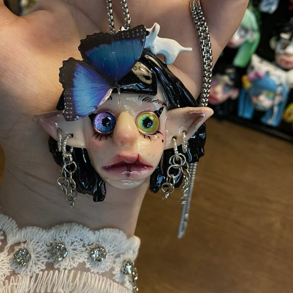 Luna Blue Butterfly Elf Necklace