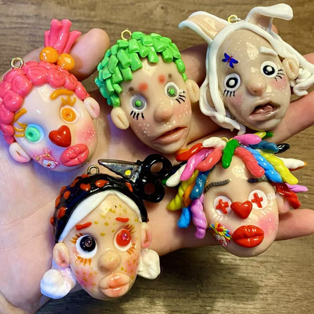 White Rabbit Doll Face Pendant Necklace